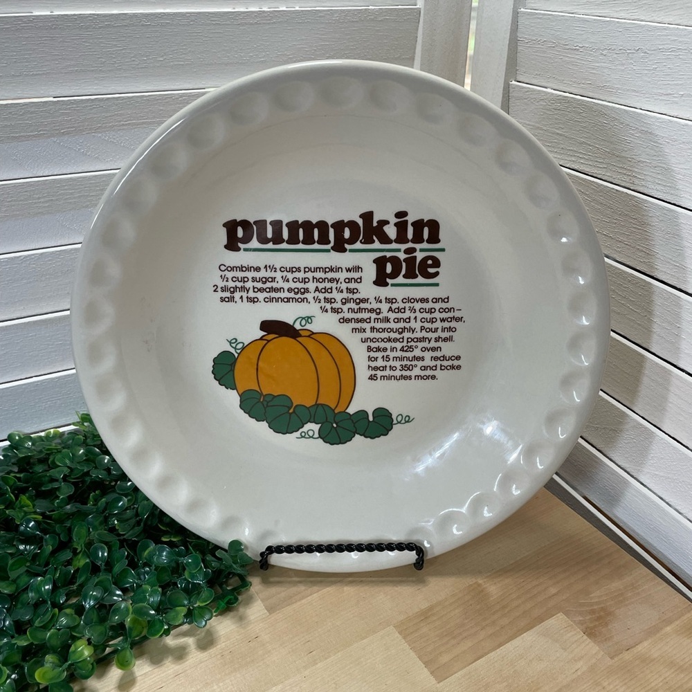 10” Ceramic Pumpkin Pie Recipe Plate